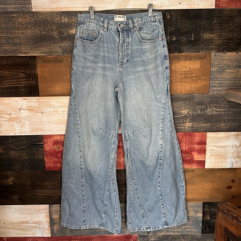 Free People Eden High Slouchy Jeans We The Free Wide Leg Diamond Gray 26 (28in)